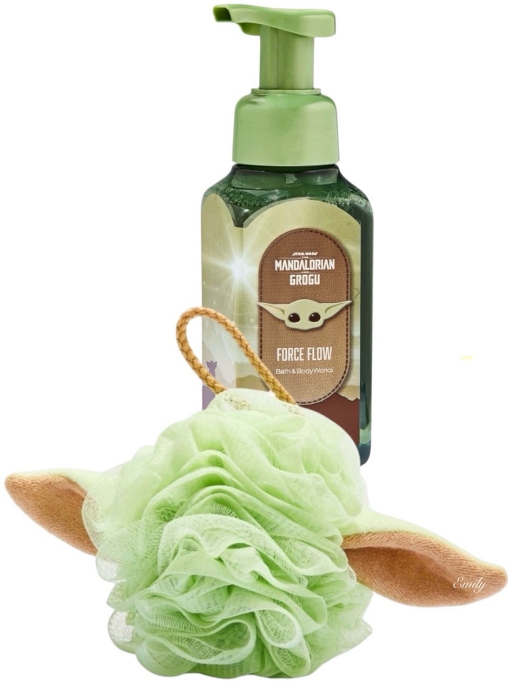 BBW Star Wars Mandalorian GROGU Loofah Sponge + FORCE FLOW Foaming Hand Soap Set